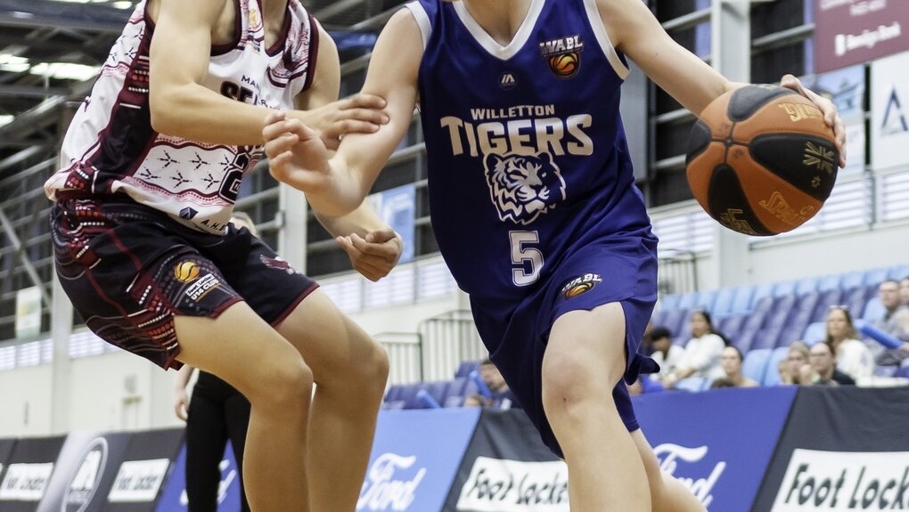 Basketball game in action